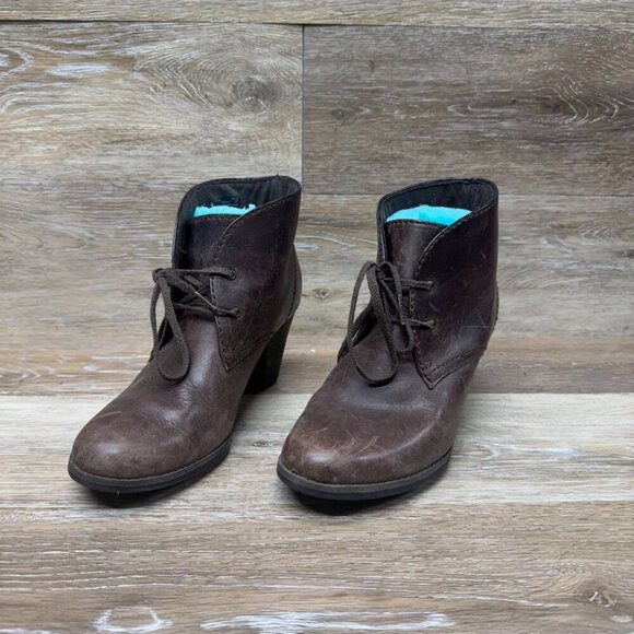 Clarks Bendable Brown Leather Ankle Lace Up Boots Women's Size 8.5 - Picture 1 of 6